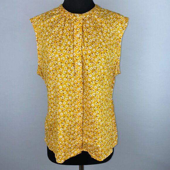 Old Navy Tank Top Womens M Floral Sleeveless Button Up Summer Bloomcore Prairie - Picture 2 of 10